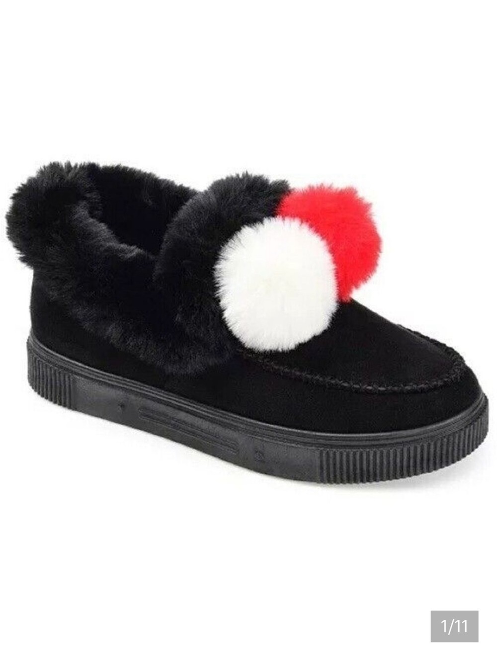 Journee Collection Women's Sunset Faux Fur Lined Slipper Black 7.5 New shoes